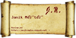 Janik Máté névjegykártya